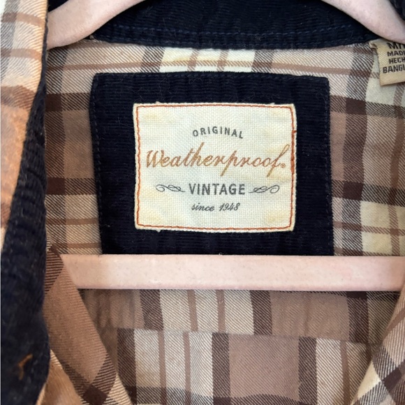 Weatherproof Vintage Label Light Brown Plaid Men's Shirt - Picture 4 of 11